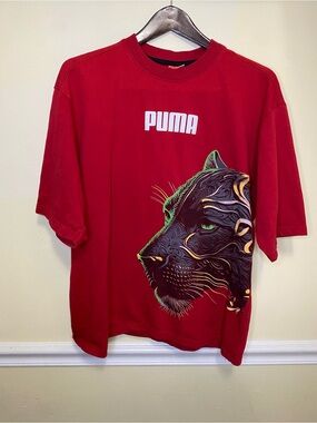 Puma red and Black Logo Crewneck